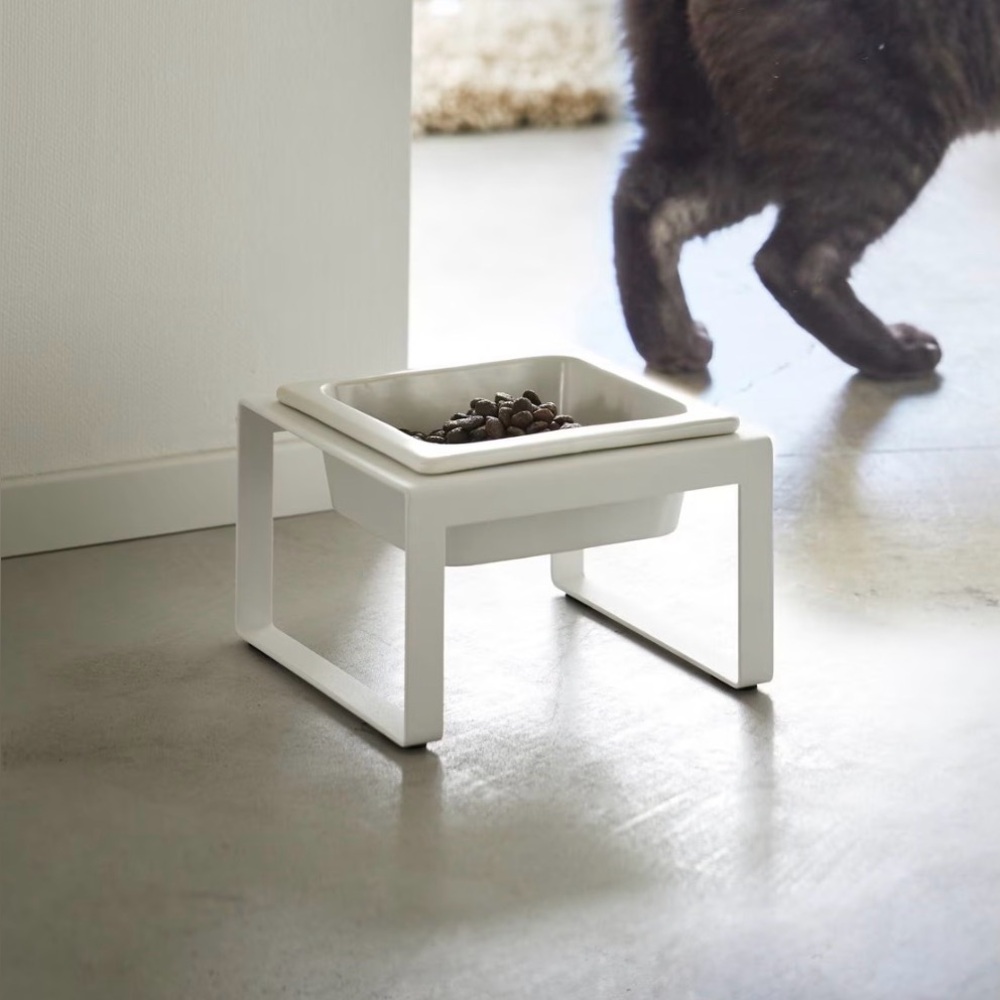 Yamazaki Single Pet Food Bowl Tall White